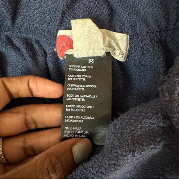 Free People FP Beach wide leg cropped pants navy blue sweats size small - Picture 8 of 13